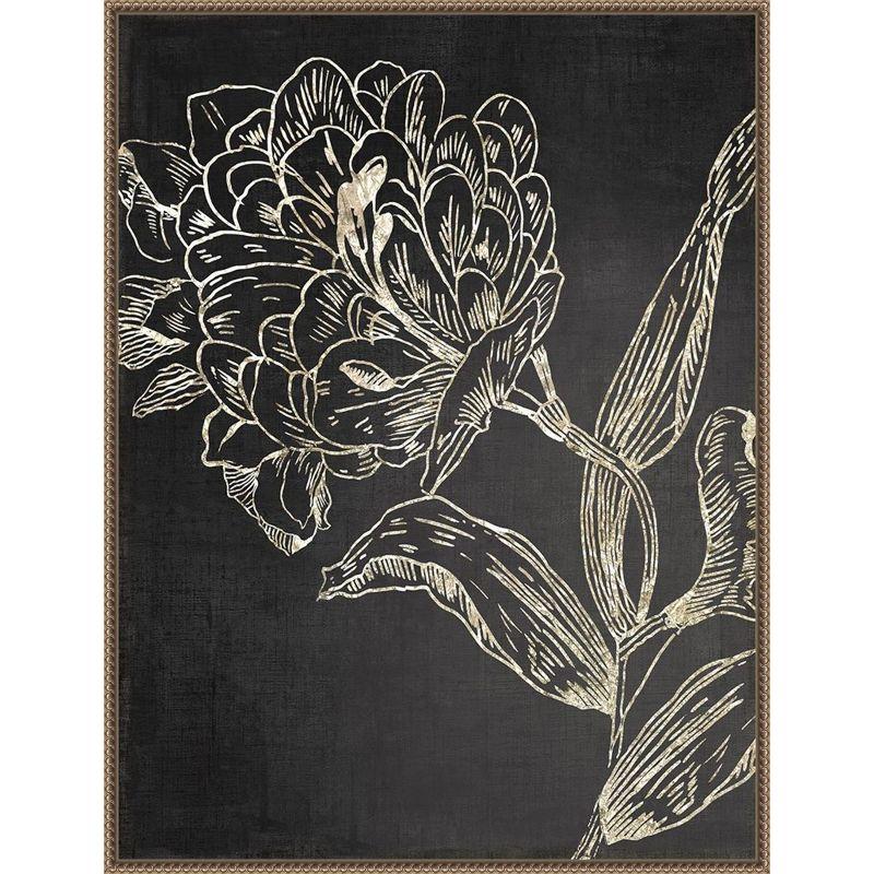 Golden Flower Folklore II Bronze Framed Abstract Canvas Art