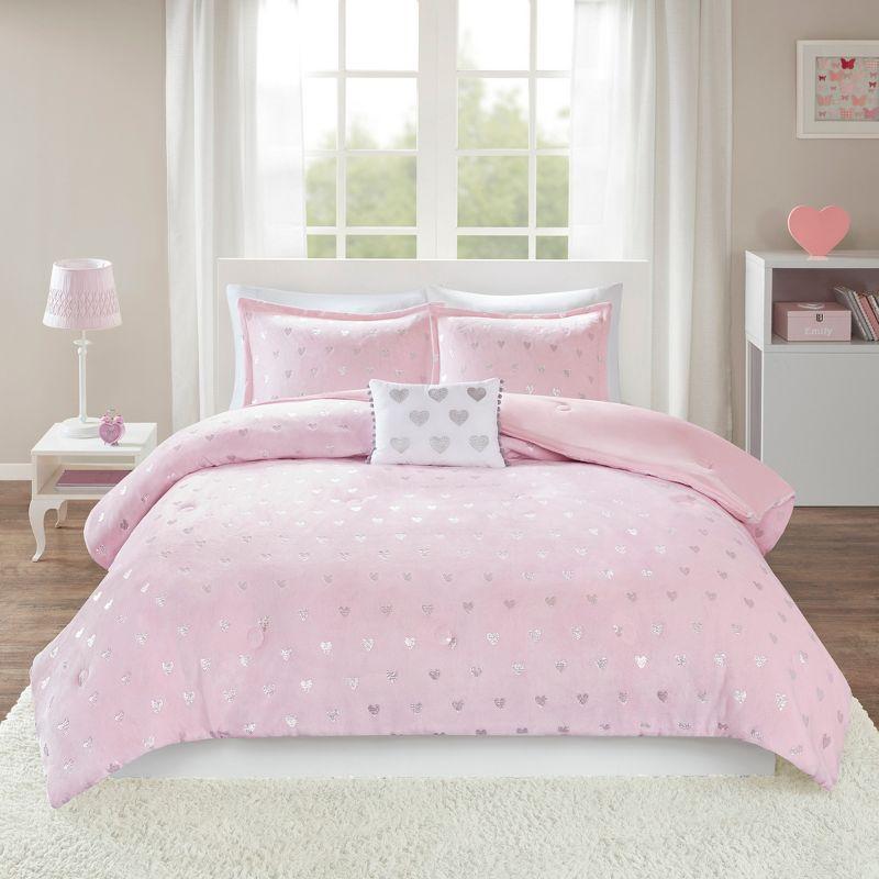 Rosalie Metallic Printed Plush Comforter Set