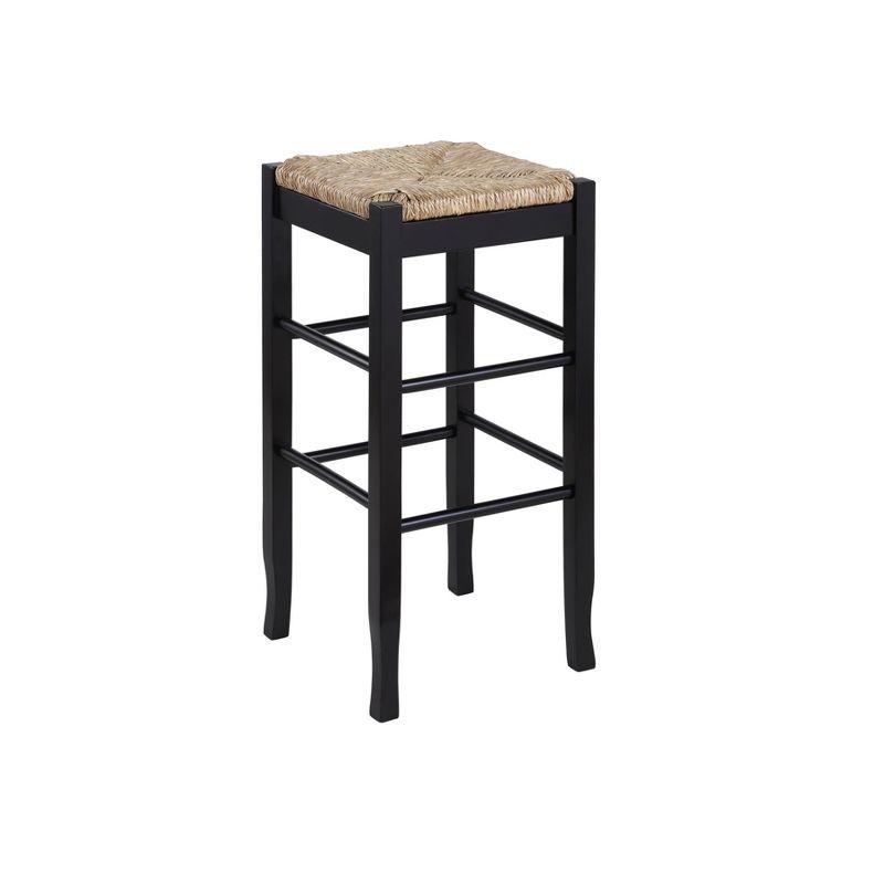 Elegant Rush Sea Grass 29" Backless Black Hardwood Stool