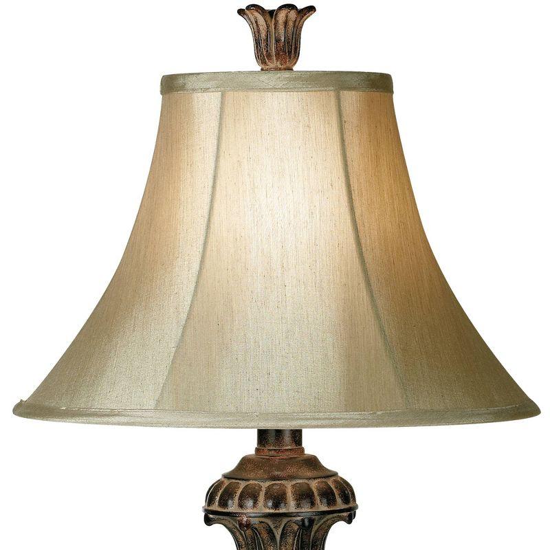 Regency Hill Traditional Table Lamp Urn 25.5" High Two Tone Bronze Off White Bell Shade for Living Room Family Bedroom Bedside Nightstand