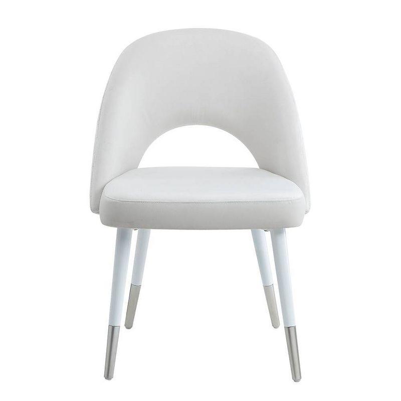 21" Zemirah Accent Chair White Velvet/White Gloss Finish - Acme Furniture: Elegant Armless Design, Metal Frame, No Assembly Required