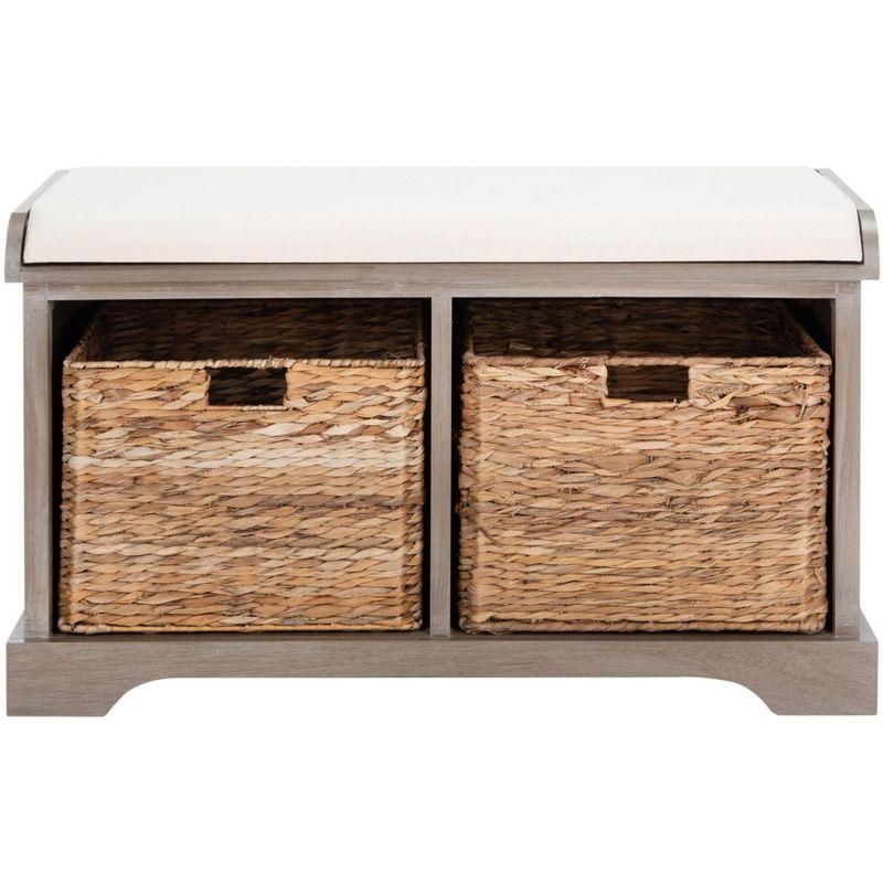 Freddy Wicker Storage Bench - AMH5736 - White Wash - Safavieh