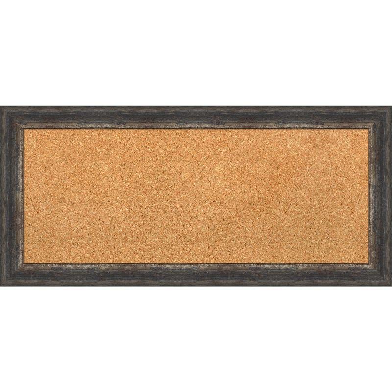 Natural Cork Board with Bark Rustic Char Narrow Frame, 36" x 18"