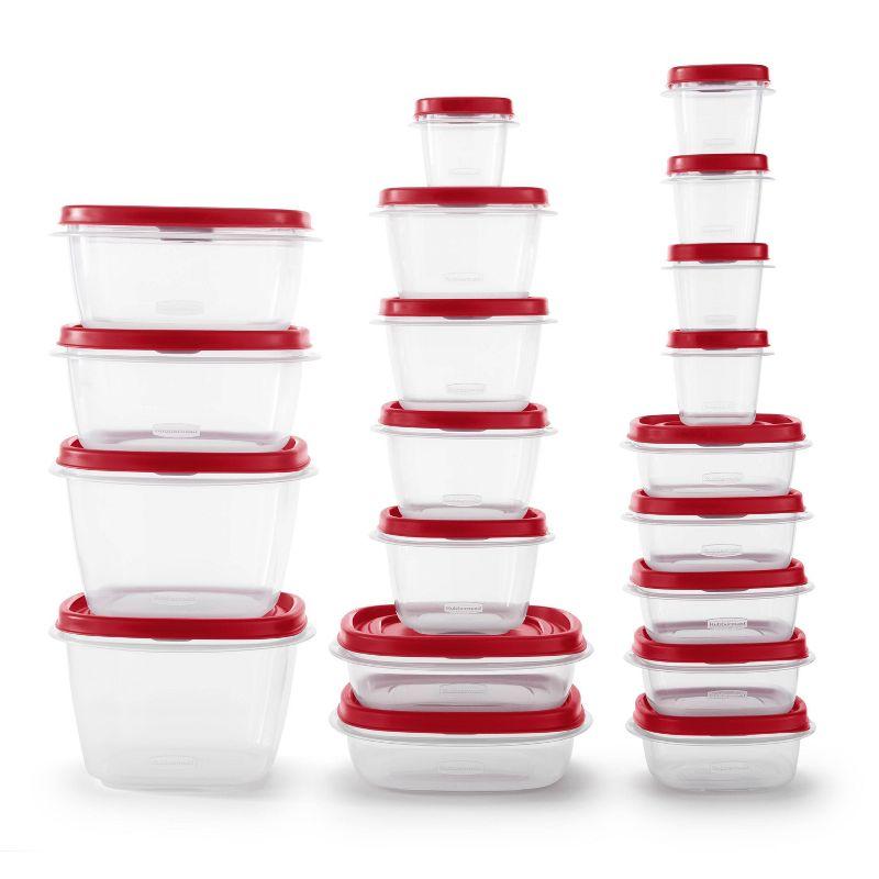 Clear and Red Plastic Food Storage Container Set, 40 Pieces