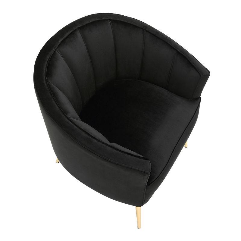 Chic Black Velvet Barrel Accent Chair with Gold Metal Legs