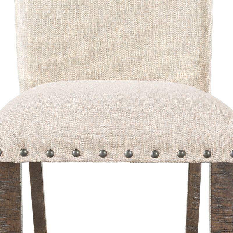 Dex Upholster Side Chair Set Cream/Smokey Walnut Brown - Picket House Furnishings: Nailhead Trim, Rustic Charm, Foam Seats