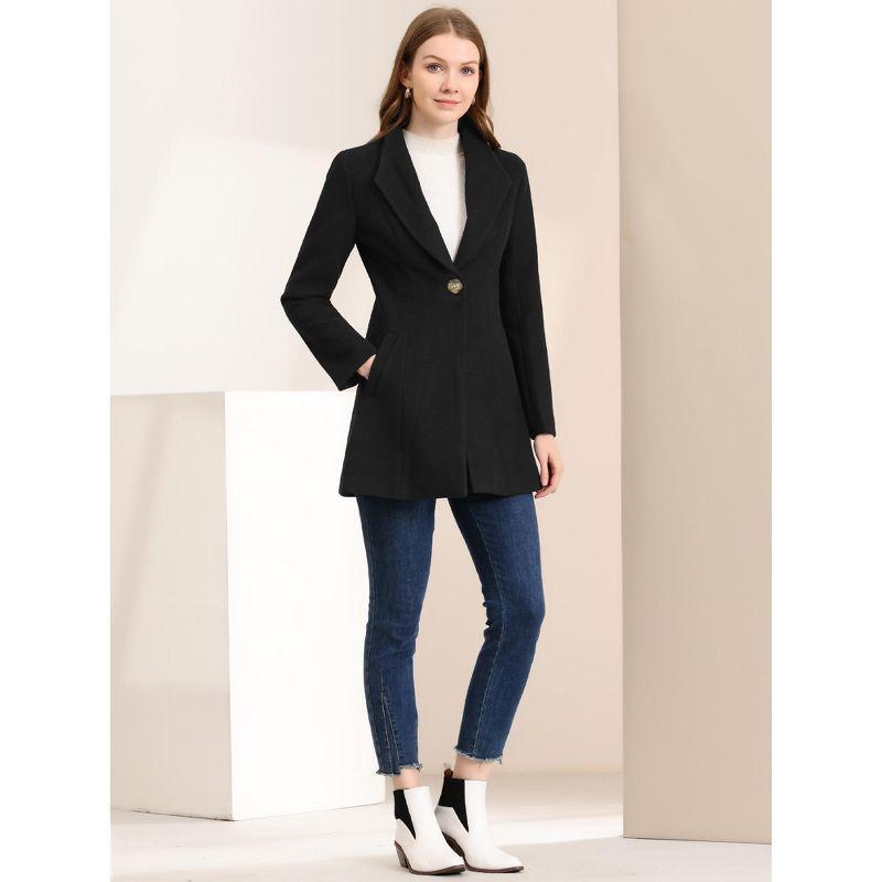 Black Buttoned Down Casual Winter Coat with Lapel Collar