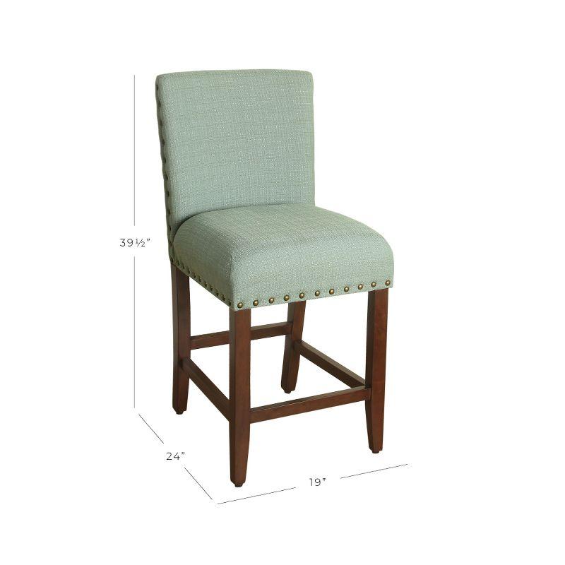 Seafoam Blue 24" Nailhead Trim Backless Wooden Counter Stool