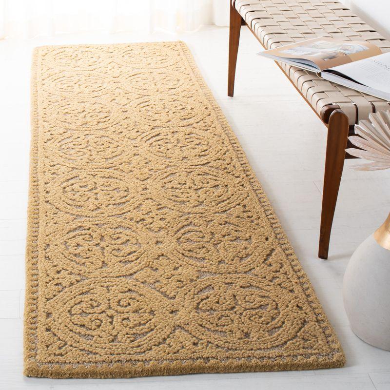 Hand-Tufted Moroccan Light Gold Wool Runner Rug - 30x14