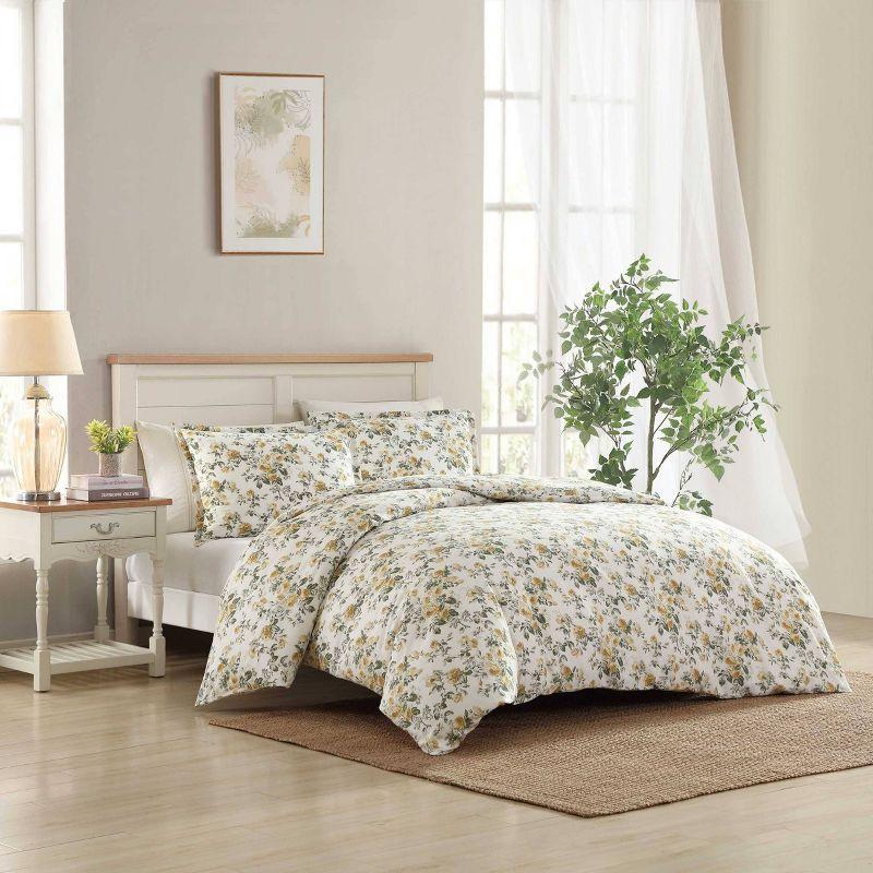 Laura Ashley Roses Cotton Reversible Gold Duvet Cover Set