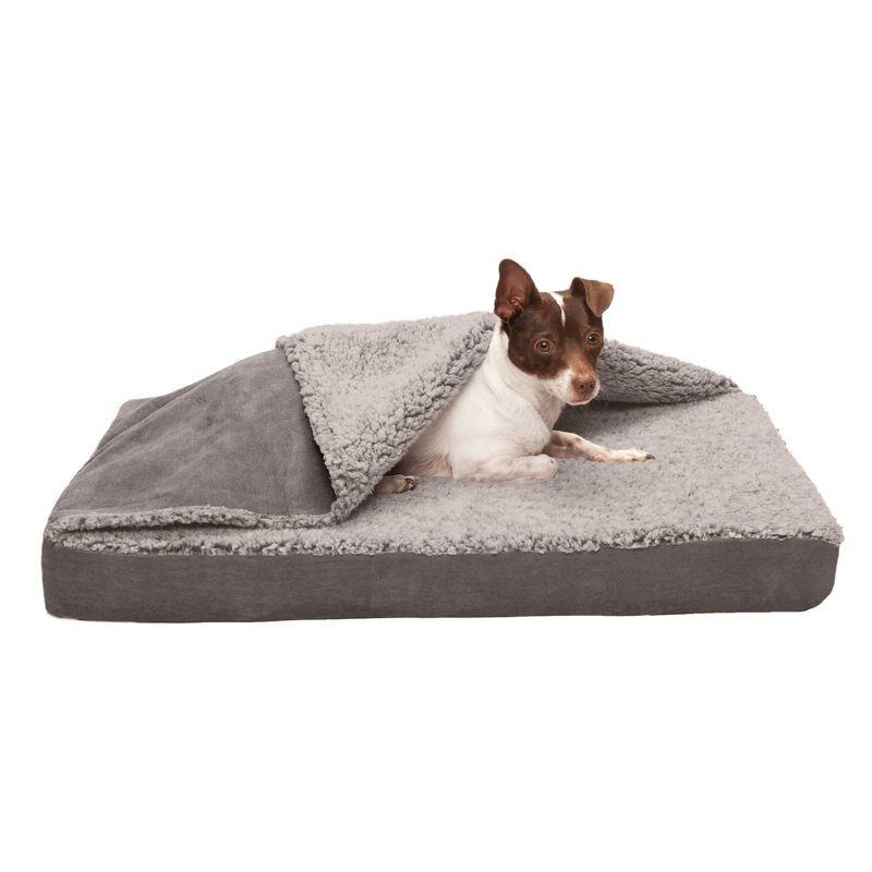 FurHaven Berber and Suede Blanket Top Mattress Memory Foam Dog Bed