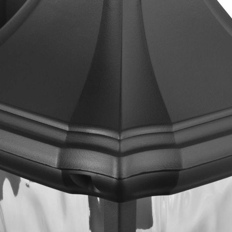 Progress Lighting Marquette 1-Light Outdoor Wall Lantern in Black with Water Glass Shade