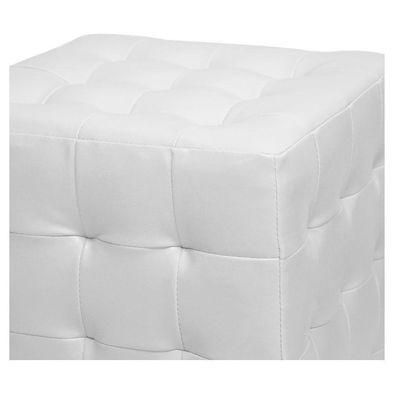 Set of 2 Siskal Modern Cube Ottoman White - Baxton Studio: Faux Leather, Wood Frame, No Assembly Required