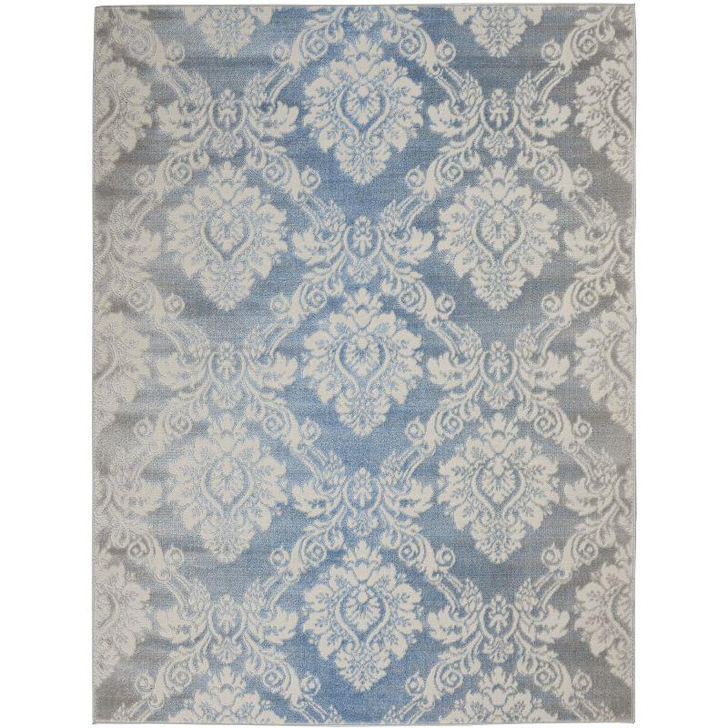 Nourison Elation ETN03 Indoor only Area Rug - Ivory Blue 5'3" x 7'3"