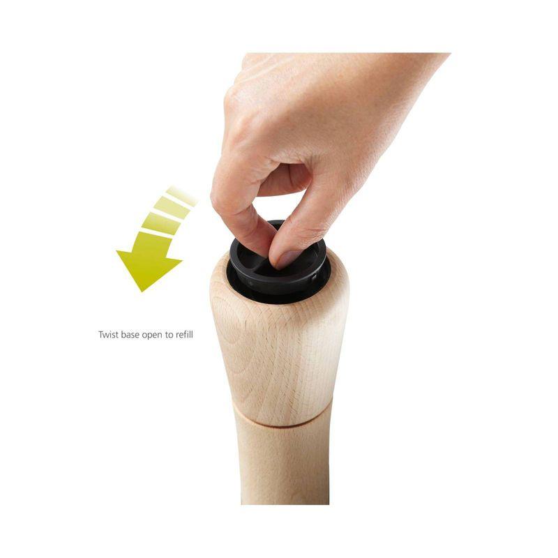 Joseph Joseph Milltop Beech Wood No-Spill Pepper Mill: Kitchen Utensil, Natural Wood, Adult Use, 7.48" Height