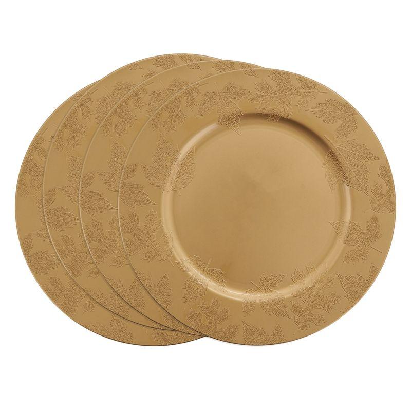 Saro Lifestyle Fall Leaf Round Charger Plates (Set of 4)