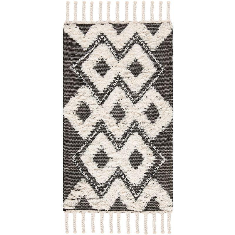 Kenya KNY903 Hand Knotted Area Rug - Black/Ivory - 3'x5' - Safavieh.