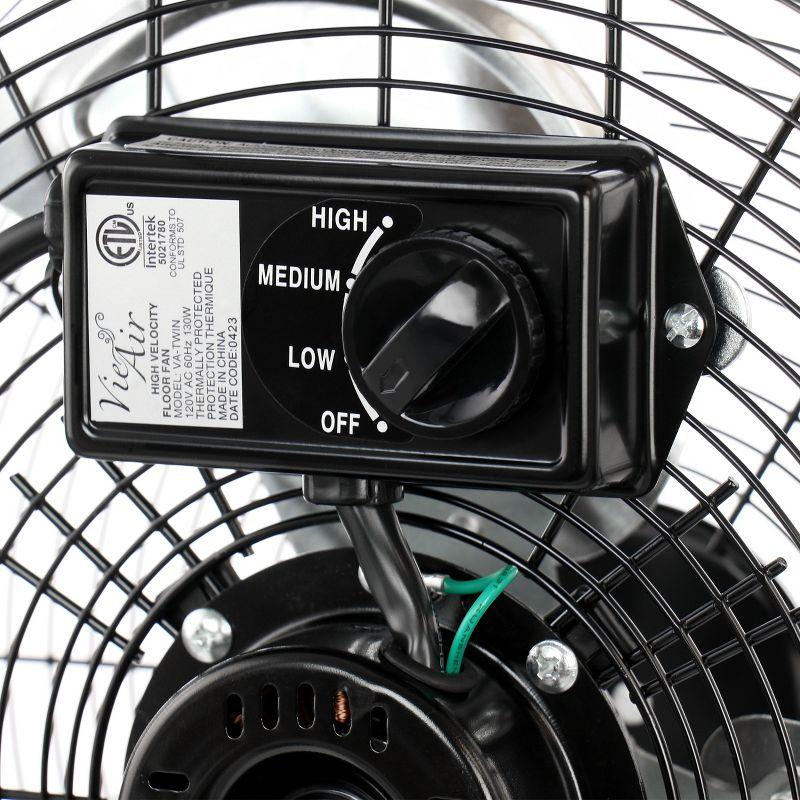 Vie Air 20 Inch Twin Pack Industrial Tilting High Velocity 3 Speed Metal Floor Fan