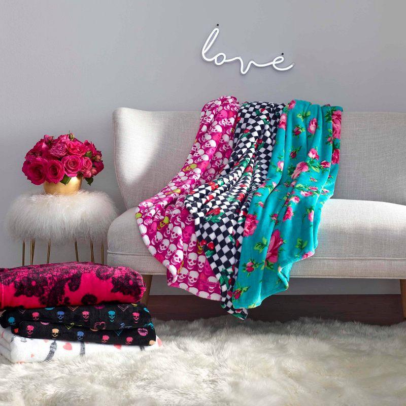 50"x70" Oversized Cherry Checker Throw Blanket Bright Red - Betseyville: Cozy Fleece, Machine Washable