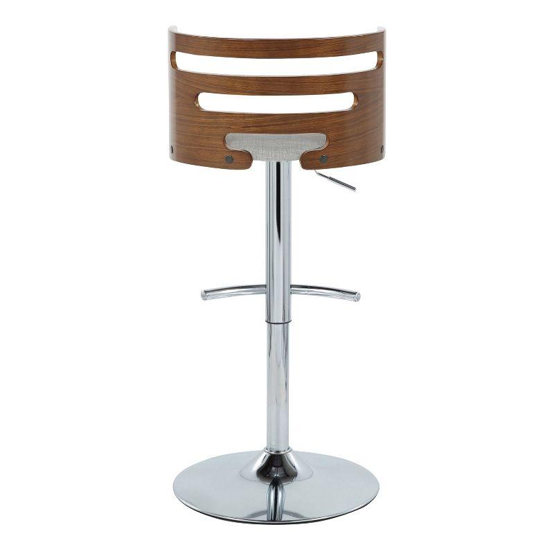 Walnut and Gray Adjustable Swivel Barstools with Metal Base