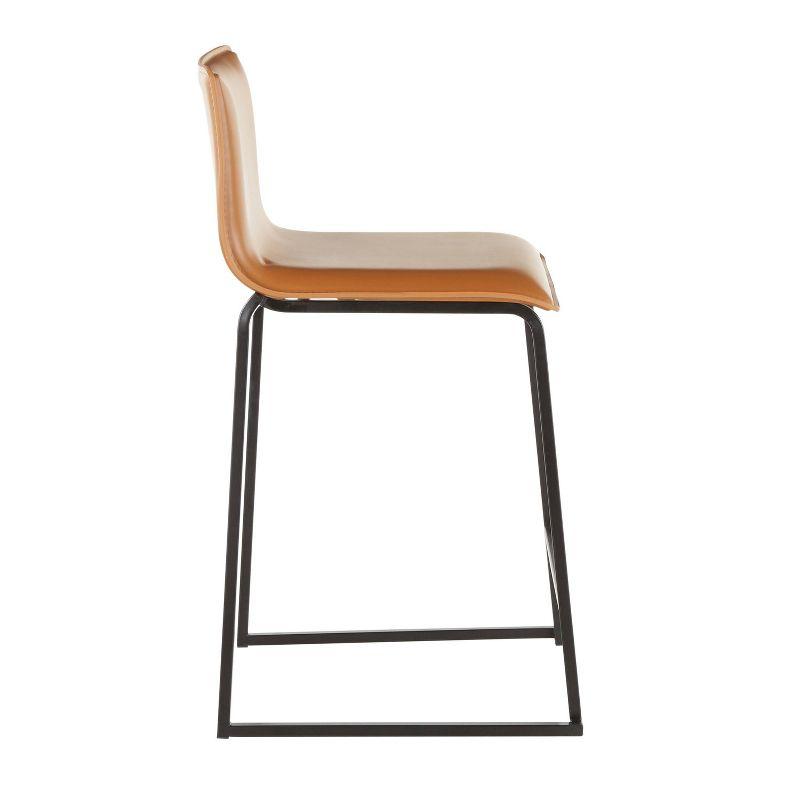 Set of 2 26" Mara Contemporary Counter Height Barstools Black/Camel Brown - LumiSource