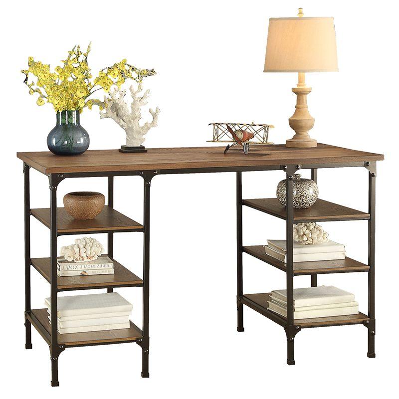 Millwood Metal Counter Height Writing Desk in Brown and Black - Lexicon