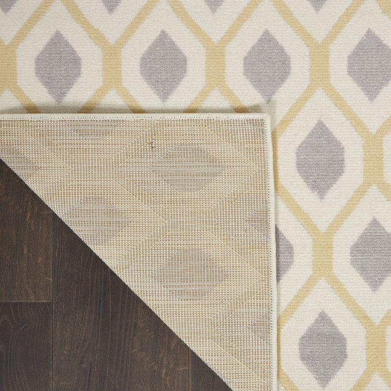 Handmade White Geometric Synthetic 5' x 7' Area Rug