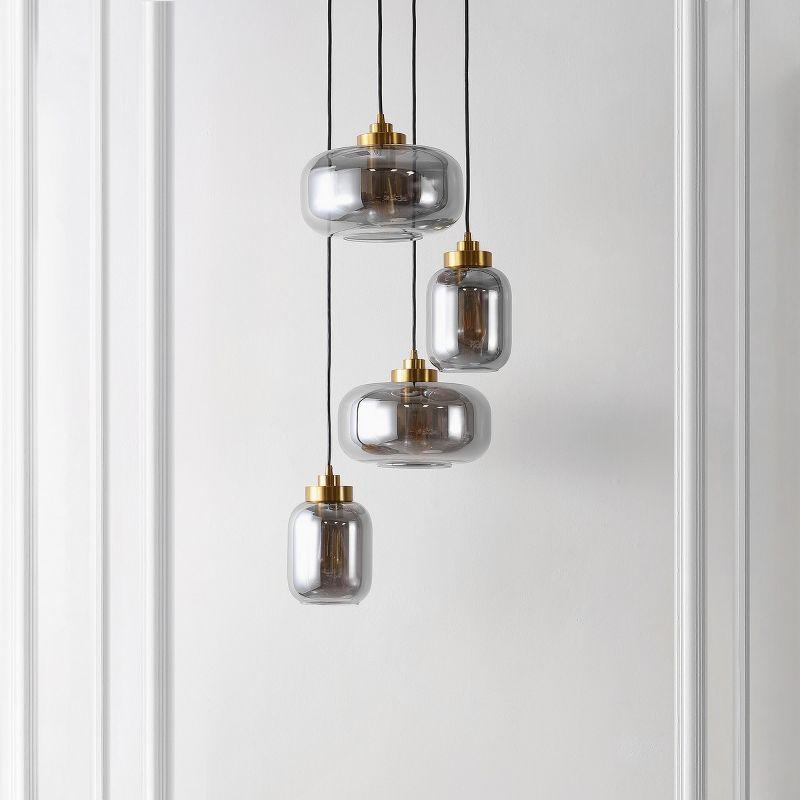 Equinox 4 Light 19 Inch Pendant - Smoke Grey/Brass - Safavieh.