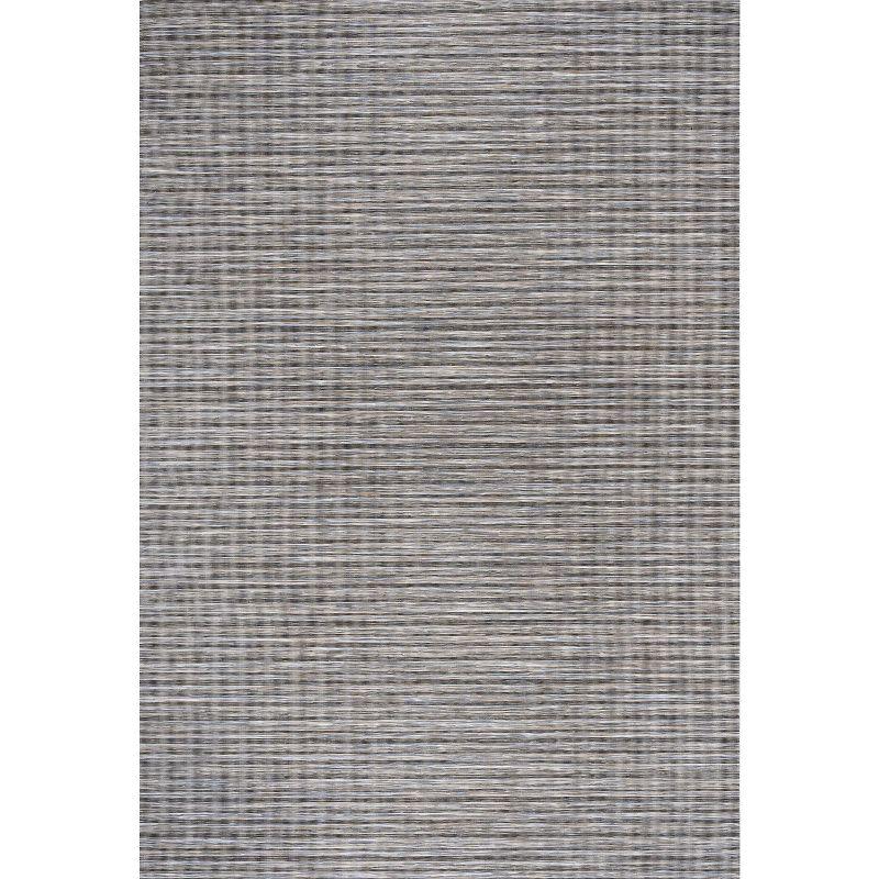 Reversible Dark Gray/Blue Striped Synthetic Area Rug 9' x 12'