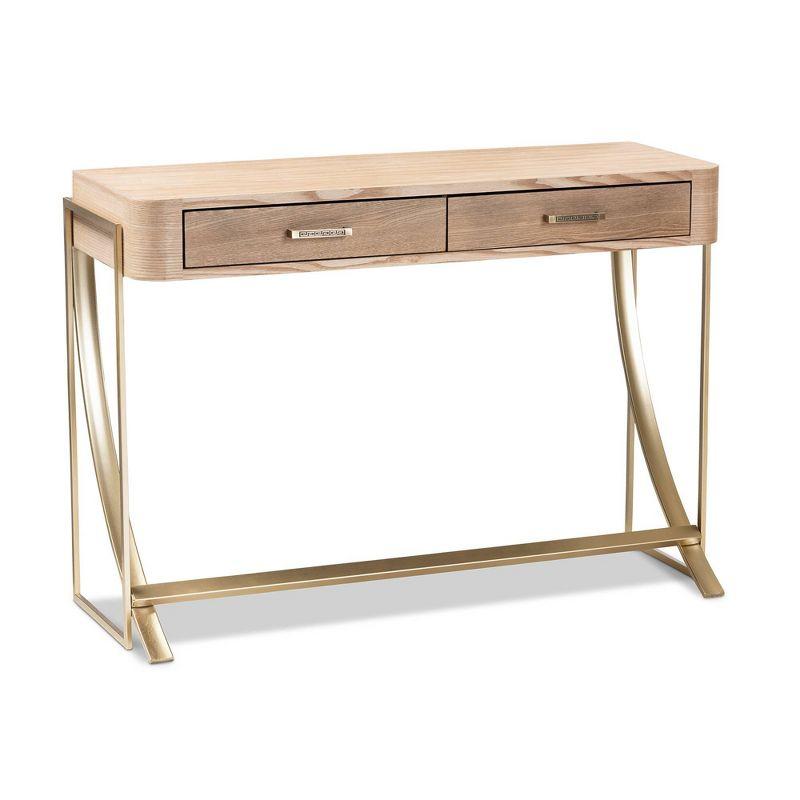 Lafoy Natural Finished Wood and Finished 2 Drawer Console Table Brown - Baxton Studio