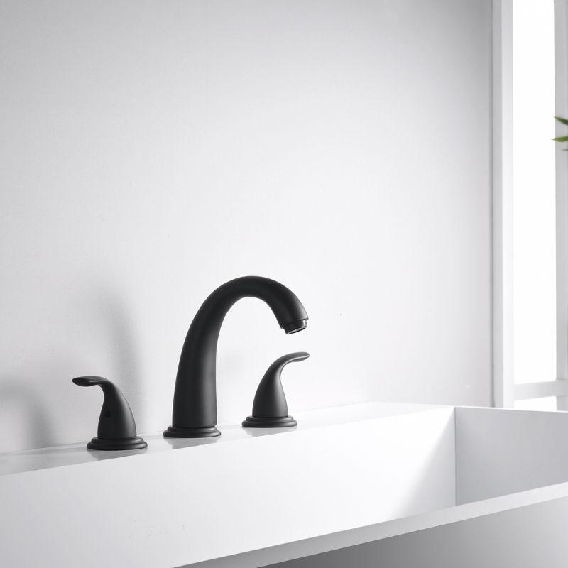 Sumerain Matte Black Roman Tub Faucet with Valve, 3 Hole Deck Mount Bathtub Faucet High Flow