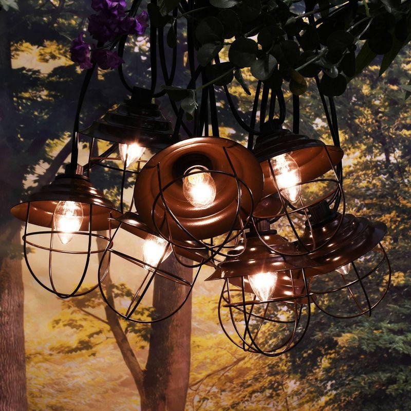 10 Lights Metal Up Lid Electric Café String Lights Bronze: Outdoor Party Incandescent UL Listed, Connects End to End