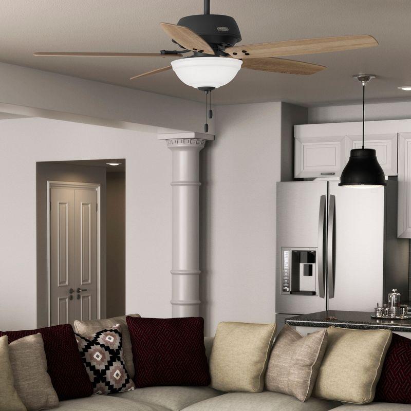 Rustic 60" Matte Black Ceiling Fan with LED Light & WhisperWind Motor