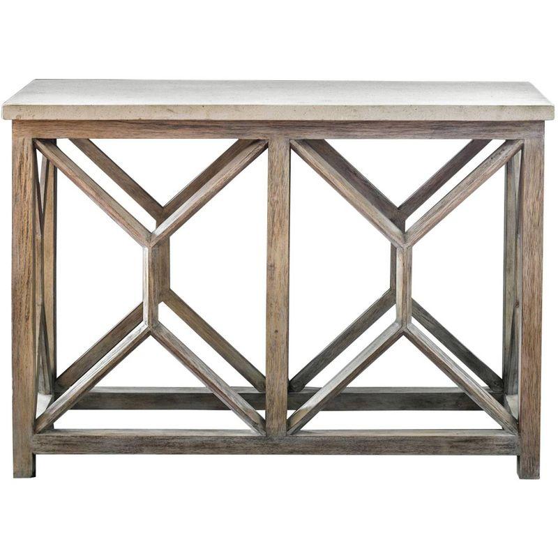 Catali 41" Ivory Stone and Wood Console Table