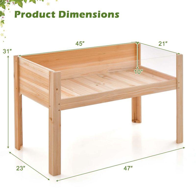 31" Natural Fir Wood Raised Garden Bed with Acrylic Panels