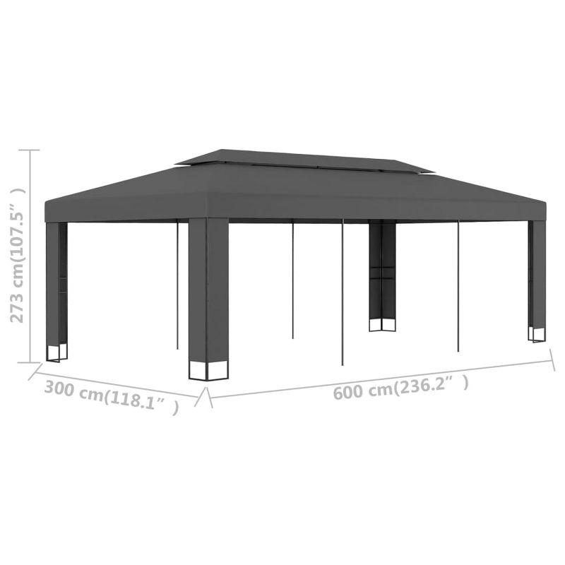 Anthracite Double Roof Steel and Polyester Gazebo 118.1"x236.2"