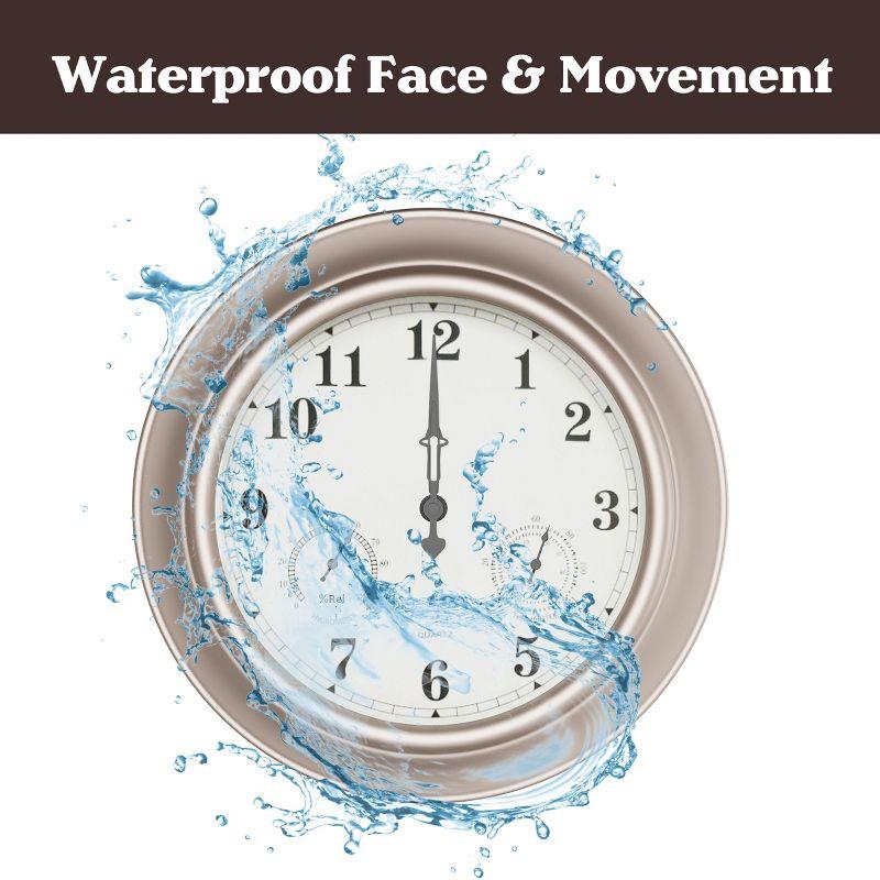 Pure Garden Indoor Outdoor Clock Thermometer Combo - 18-Inch Waterproof Outdoor Wall Clock with Temperature and Humidity by Pure Garden