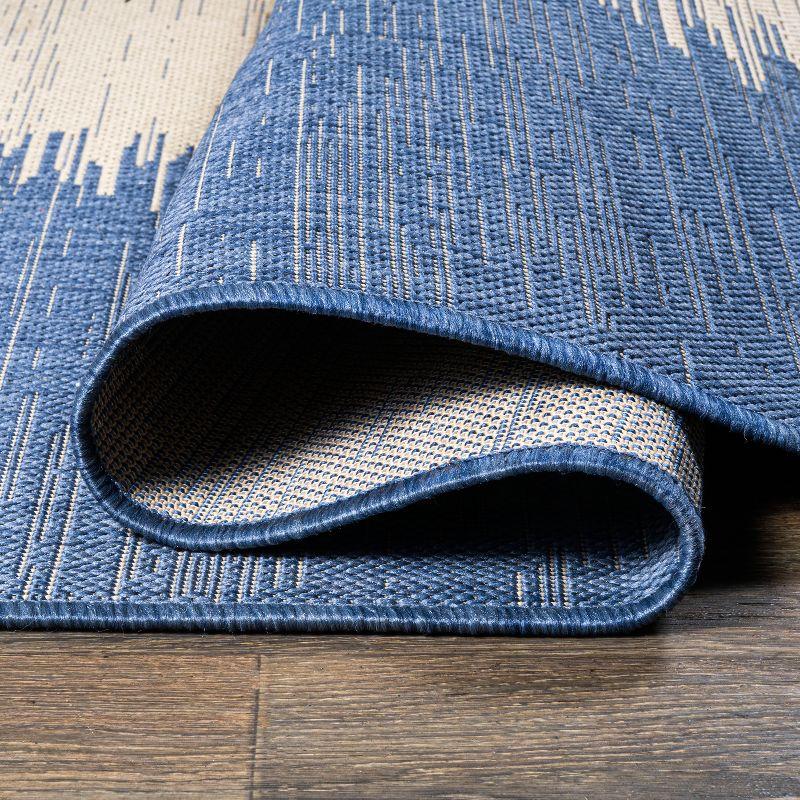 2' x 8' Tavira Modern Strie' Indoor/Outdoor Runner Rug, Blue/Beige - JONATHAN Y