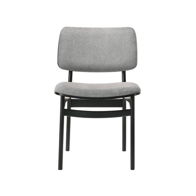 Set of 2 Lima Upholstered Wood Dining Chairs Black - Armen Living: Mid-Century Modern, Rubberwood Frame, Gray Polyester