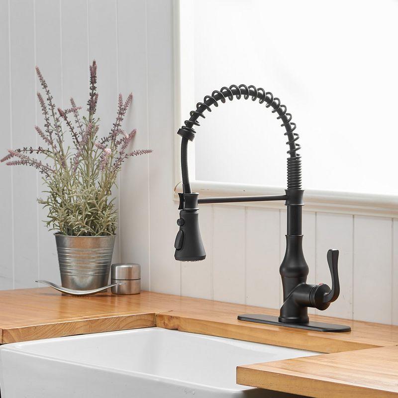 Single-Handle Pull-Down Sprayer 3 Spray High Arc Kitchen Faucet With Deck Plate