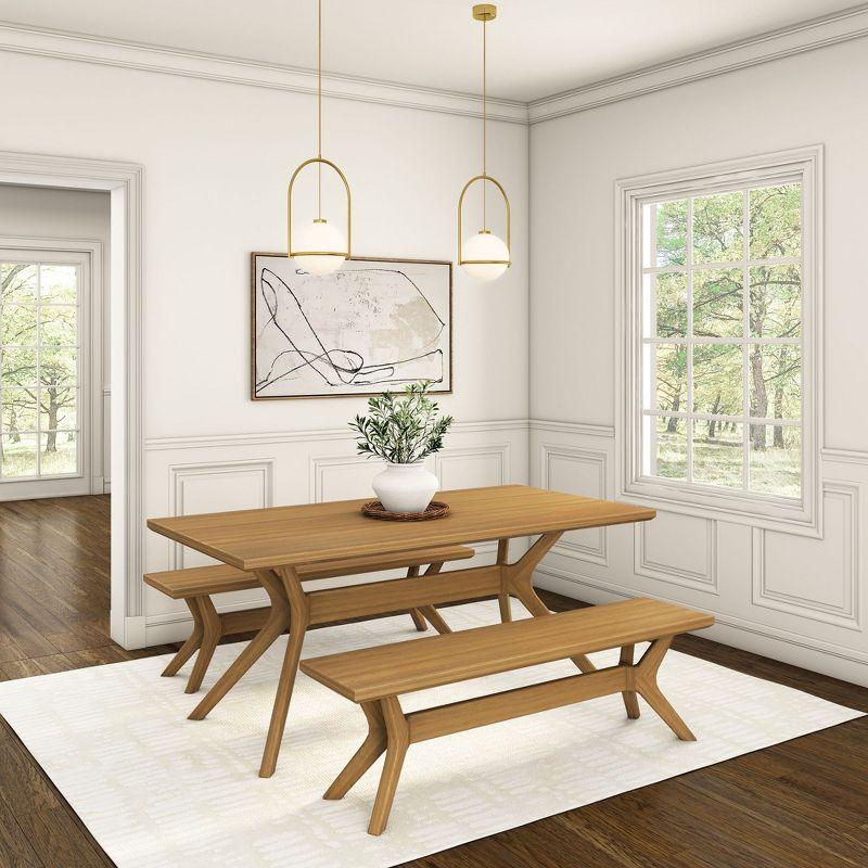 Plank+Beam 72" Verso Rectangular Dining Table for 6, Solid Wood Cross Leg Kitchen Table, Pecan