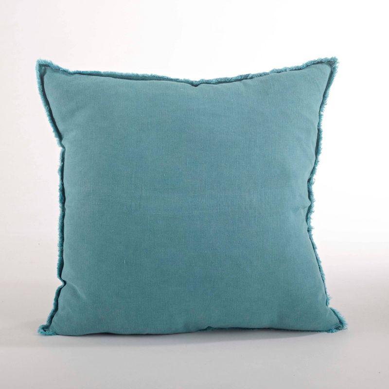 20"x20" Oversize Fringed Design Linen Square Throw Pillow Sea Green - Saro Lifestyle