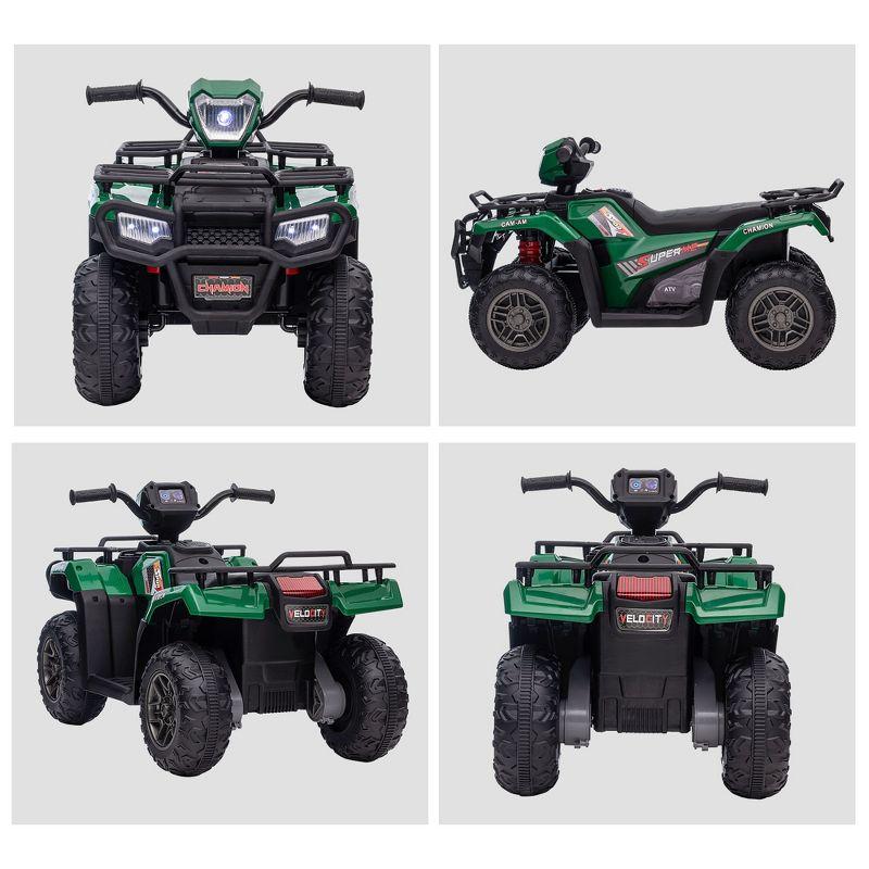 Aosom 12V Kids ATV Battery-Operated with AUX Port & USB, Kids 4 Wheeler with Tough Wear-Resistant Tread, Electric Four Wheeler Kids Ride on Car