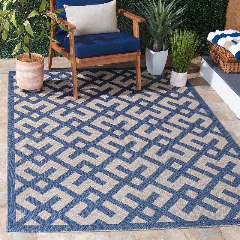 Courtyard CY6915 Power Loomed Indoor and Outdoor Area Rug - Beige/Blue - 6'7"x9'6" - Safavieh