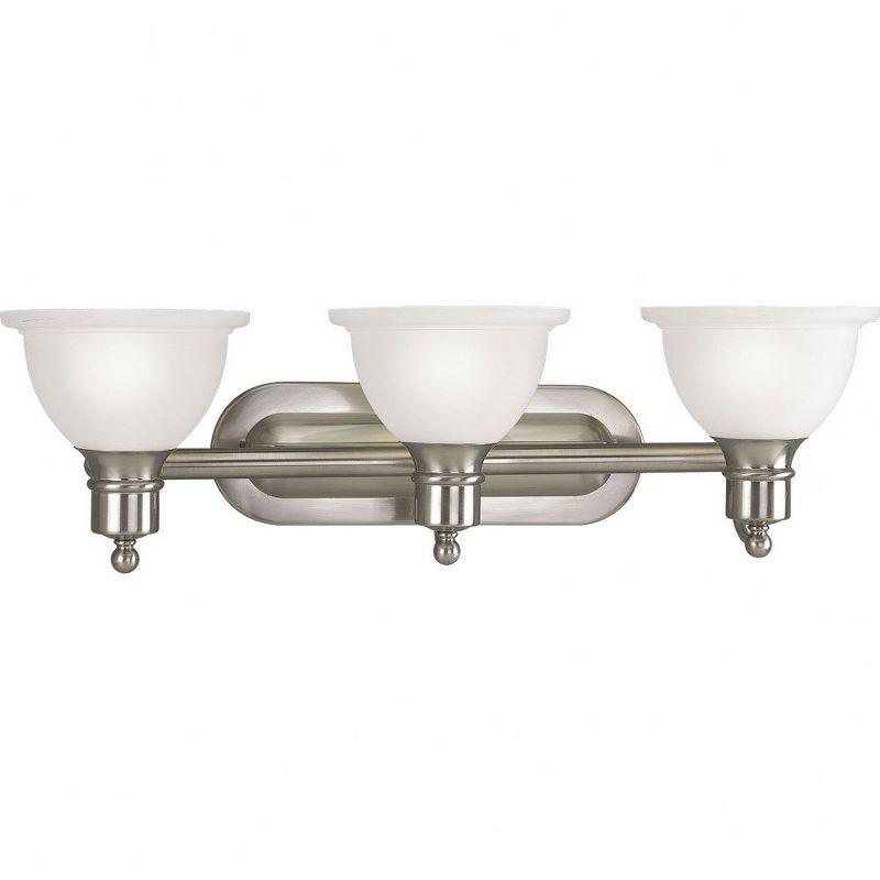 Progress Lighting Madison 3-Light Wall Bracket, Brushed Nickel, White Etched Glass