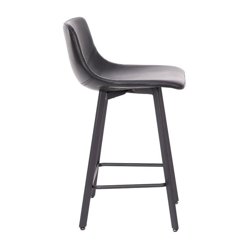 Emma and Oliver Set of Two 30" Modern Upholstered Barstools, Matte Metal Frames and Plastic Floor Glides