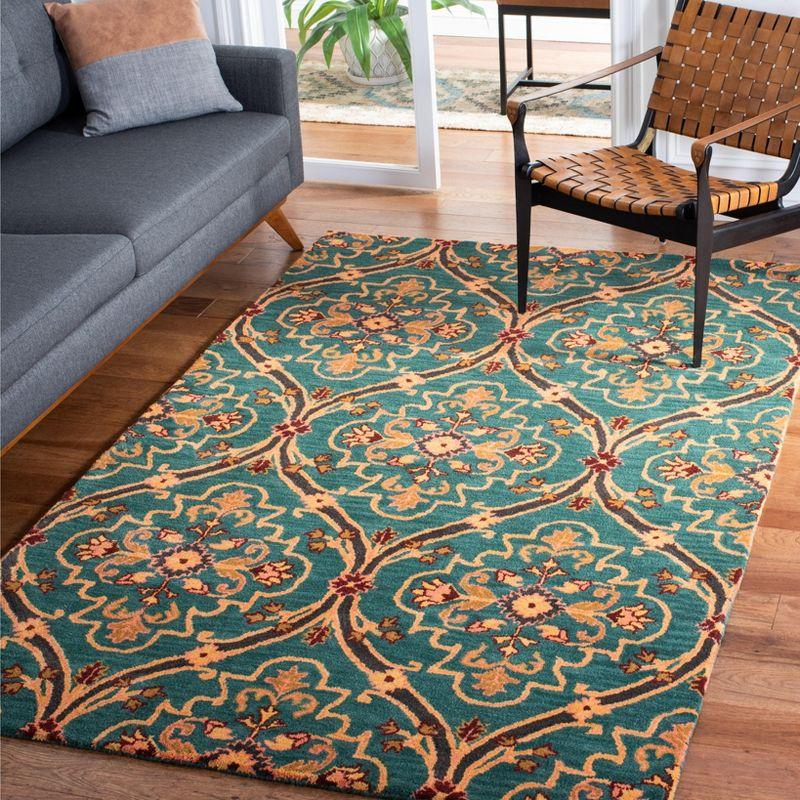 Hand-Tufted Elegance Green & Orange Wool 3' x 5' Area Rug