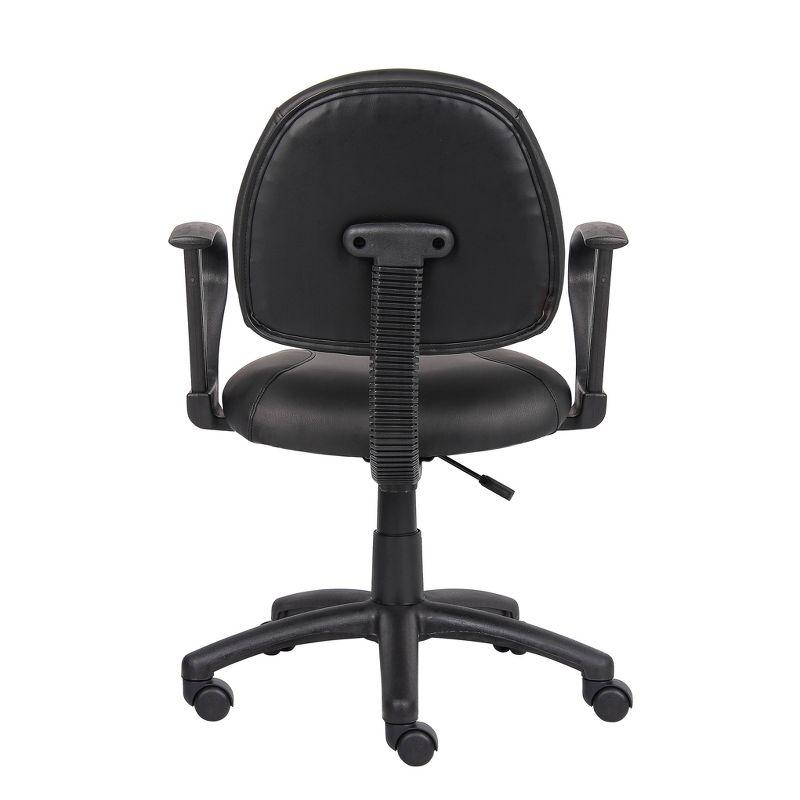 Posture Chair with Loop Arms Black - Boss Office Products: LeatherPlus, Lumbar Support, Adjustable Height