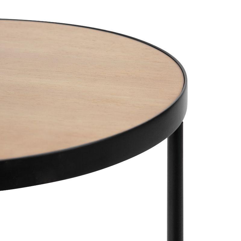 Kate and Laurel Peero Round Metal Side Table, 12x15x24, Natural and Black