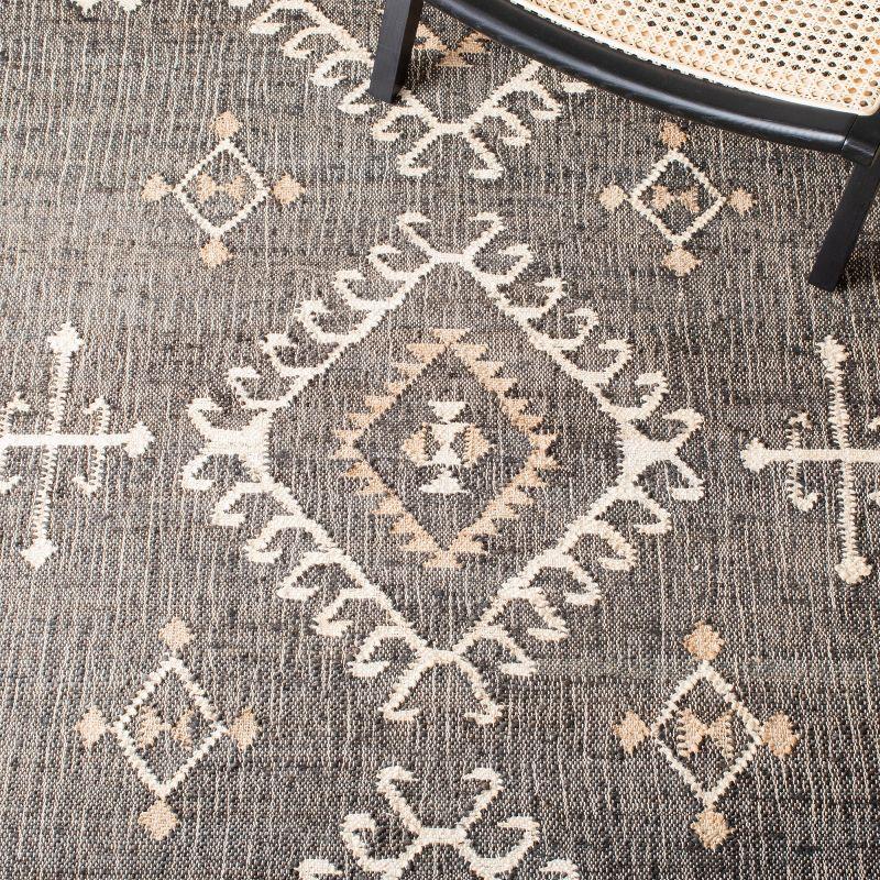 Kilim KLM762 Flat Weave Area Rug - Black/Ivory - 7'x7' - Safavieh